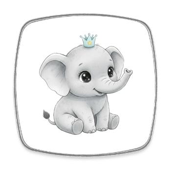 Bébé éléphant royal - Magnet carré - blanc - Devant