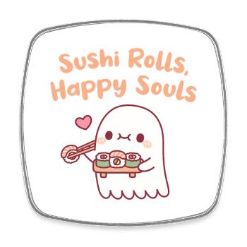 Süßes Geister-Sushi-Rollen Glückliche Seelen Lustig - Viereckiger Kühlschrankmagnet - Weiß - Vorne