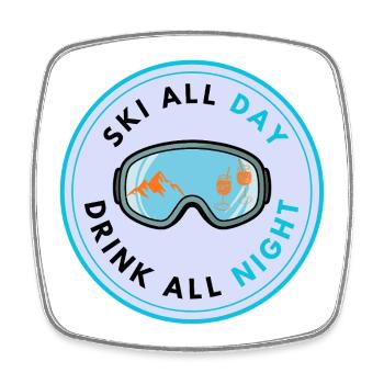 Ski All Day - Viereckiger Kühlschrankmagnet - Weiß - Vorne