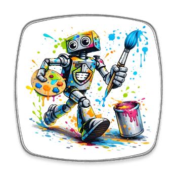 kreativer_Roboter - Viereckiger Kühlschrankmagnet - Weiß - Vorne