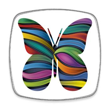 Rainbow Stripe Butterfly - Square fridge magnet - white - Front