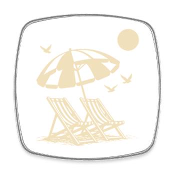 Beach holiday with sun loungers under umbrella - Square fridge magnet - white - Front