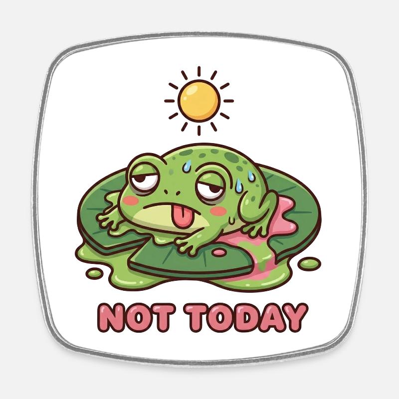 Unfrogettable Cute Melting Frog - Square fridge magnet - white