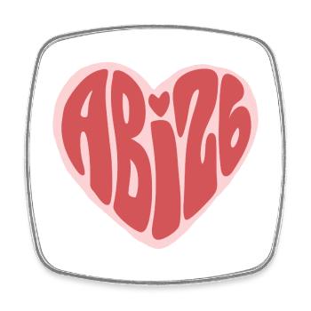 ABG Heart Typography in Pink - Square fridge magnet - white - Front