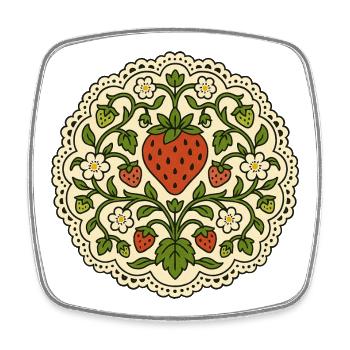 Cercle de Dentelle à la Fraise - Magnet carré - blanc - Devant