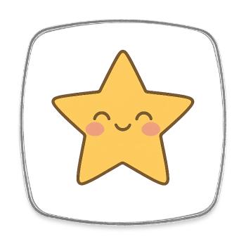 Kawaii Gelber Stern Lächeln - Viereckiger Kühlschrankmagnet - Weiß - Vorne