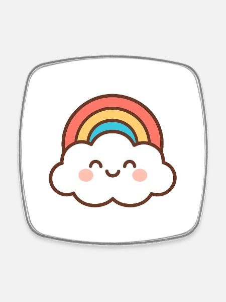 Cloud Smile Rainbow - Square fridge magnet - white