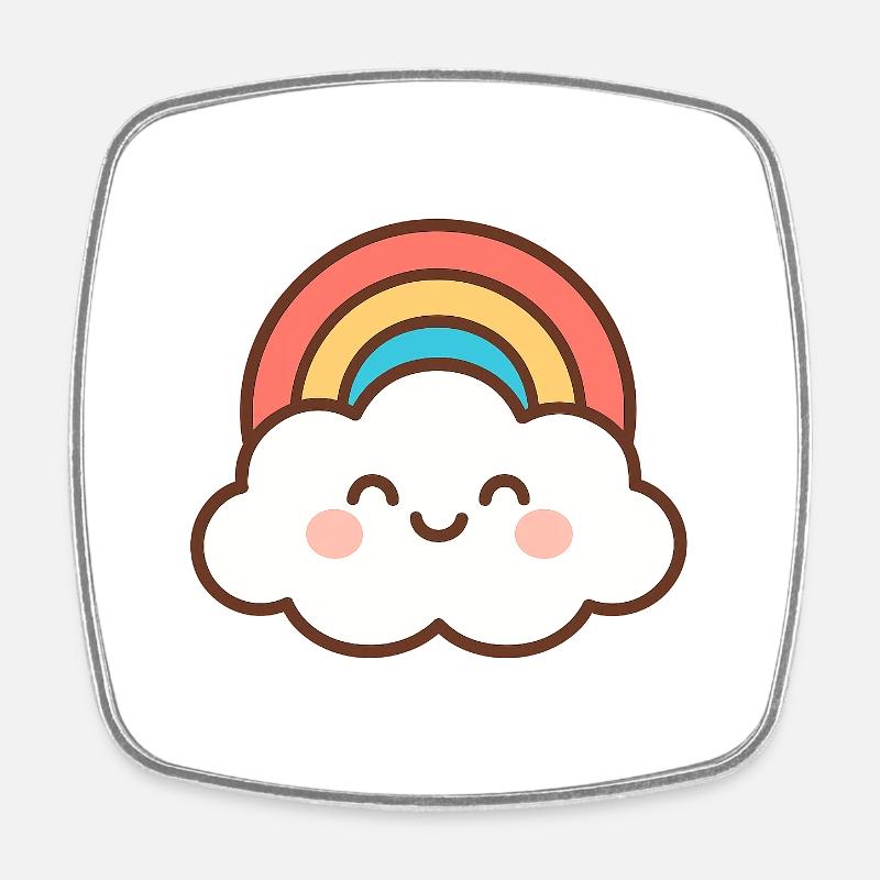 Cloud Smile Rainbow - Square fridge magnet - white