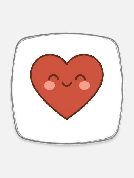Warm smiling heart - Square fridge magnet - white
