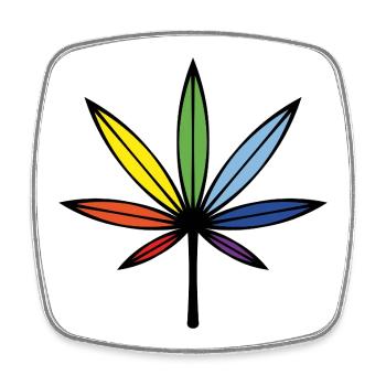 Cannabis / Marijuana / Hemp (Outline / Rainbow) - Square fridge magnet - white - Front