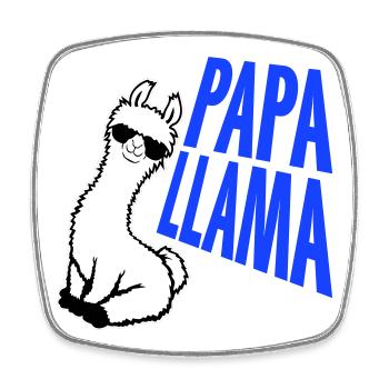 Papa Lama Cool Sonnenbrille Sitzend Lustig Tier - Viereckiger Kühlschrankmagnet - Weiß - Vorne