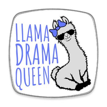 Lama Drama Queen Lunettes de soleil cool assises drôle - Magnet carré - blanc - Devant