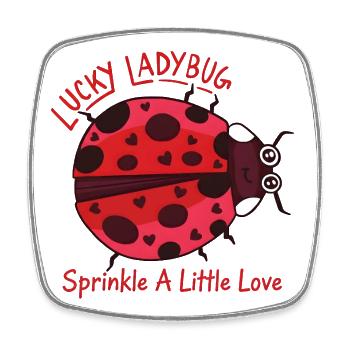 Lucky Ladybug: Süßer Marienkäfer mit Herzen - Viereckiger Kühlschrankmagnet - Weiß - Vorne