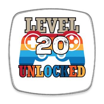 Level 20 Unlocked - Square fridge magnet - white - Front