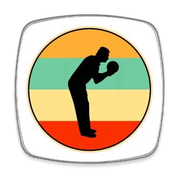 Gif de bowling Vintage Sunset Silhouette Bowler Bowler Rétro - Magnet carré - blanc - Devant