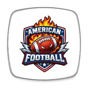 Flammendes Football Emblem - Viereckiger Kühlschrankmagnet - Weiß - Vorne