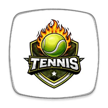 Bouclier de tennis des Flammes - Magnet carré - blanc - Devant