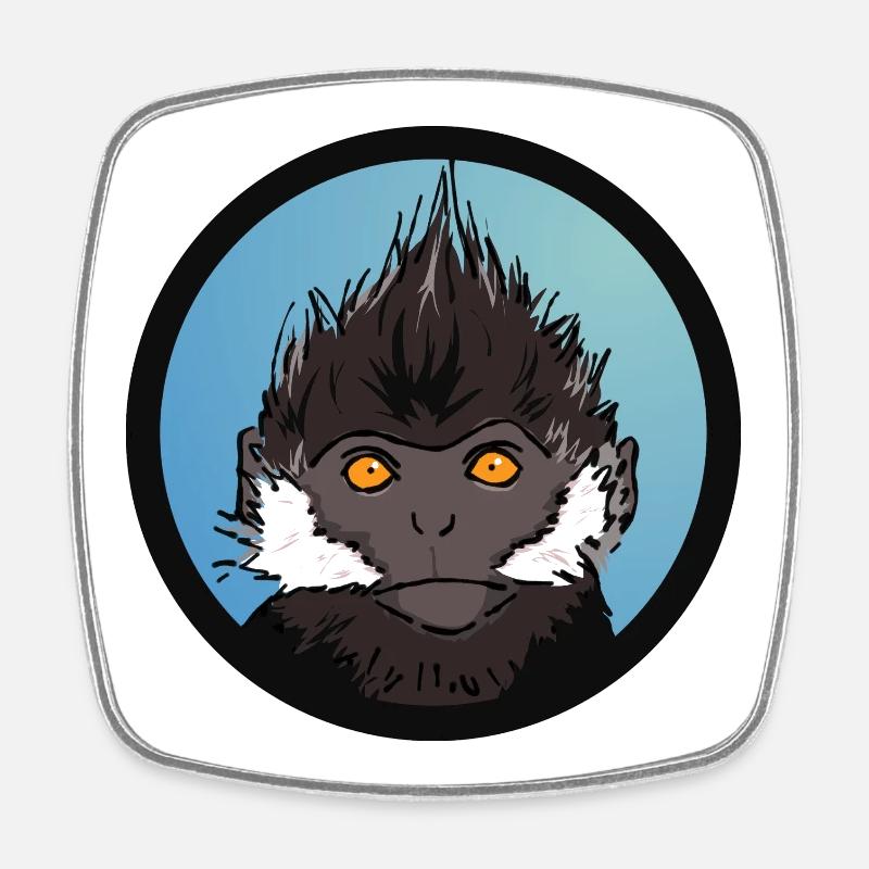 Singe Bleu Badge Illustration - Magnet carré - blanc