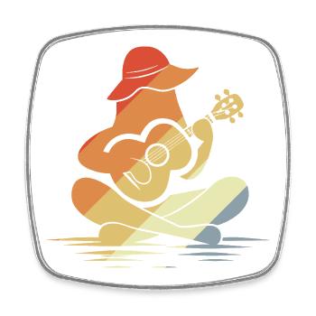 Weibliche Ukulele Grafik - Viereckiger Kühlschrankmagnet - Weiß - Vorne