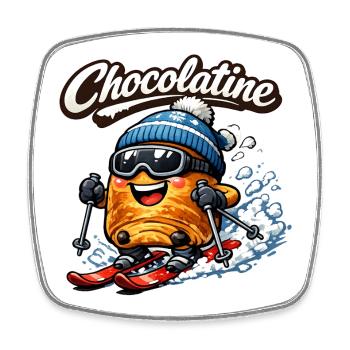 Chocolatine ski - Magnet carré - blanc - Devant