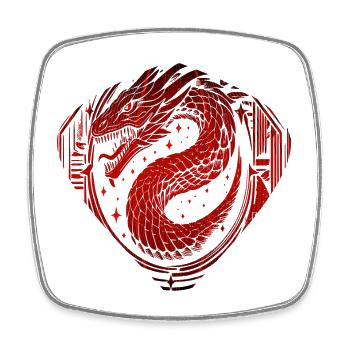 Roter Yin-Yang-Wirbel - Viereckiger Kühlschrankmagnet - Weiß - Vorne