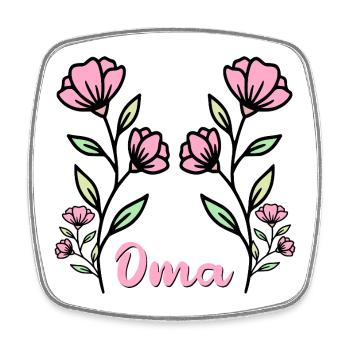 Bouquet - Fleurs pour grand-mère - Magnet carré - blanc - Devant