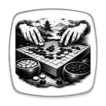 Go Brettspiel – Zen Strategie Illustration - Viereckiger Kühlschrankmagnet - Weiß - Vorne