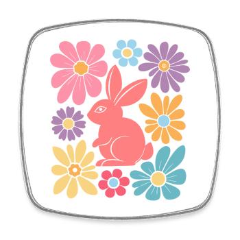 Happy Easter Bunny Boho - Viereckiger Kühlschrankmagnet - Weiß - Vorne