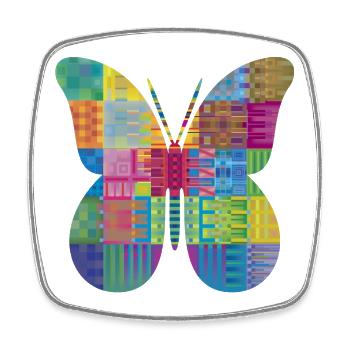 Bunter Patchwork-Schmetterling - Viereckiger Kühlschrankmagnet - Weiß - Vorne