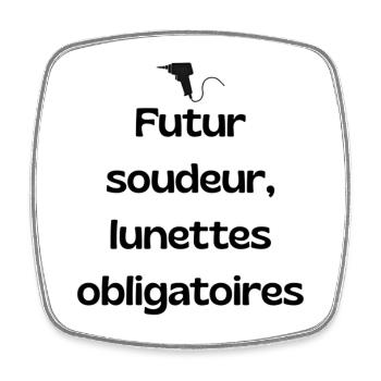 Future welder – Glasses required - Square fridge magnet - white - Front