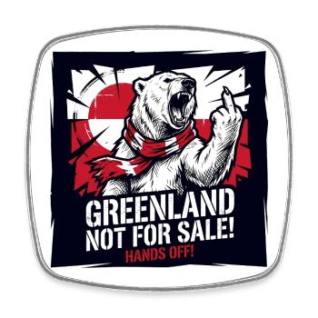 Greenland Not For Sale - Hands Off - Eisbär - Viereckiger Kühlschrankmagnet - Weiß - Vorne