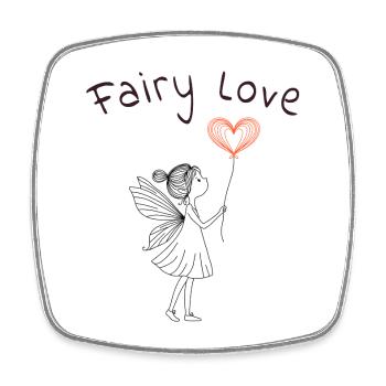Fairy Love - Little Fairy with Heart Balloon - Square fridge magnet - white - Front