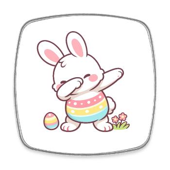 Tapping du lapin de Pâques – Motif de Pâques Kawaii mignon - Magnet carré - blanc - Devant