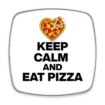 RESTE CALME ET MANGE DE LA PIZZA, CADEAU 🍕 DE TOXICOMANE DE PIZZA - Magnet carré - blanc - Devant