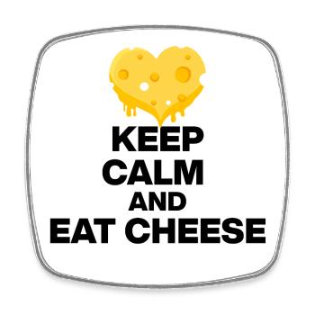 RESTE CALME ET MANGE DU FROMAGE, UN CADEAU 🧀 DE JUNKIE AU FROMAGE - Magnet carré - blanc - Devant