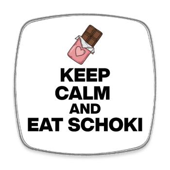 KEEP CALM AND EAT CHOCOLATE, CHOCOLATE JUNKIE GIFT - Square fridge magnet - white - Front