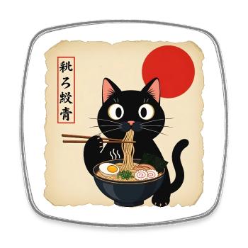 Katzensuppe mit roter Sonne - Viereckiger Kühlschrankmagnet - Weiß - Vorne
