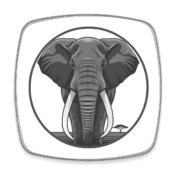 Elephantenkopf Circle Grafik - Viereckiger Kühlschrankmagnet - Weiß - Vorne