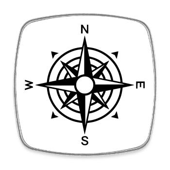 Kompass Windrose Navigation - Viereckiger Kühlschrankmagnet - Weiß - Vorne