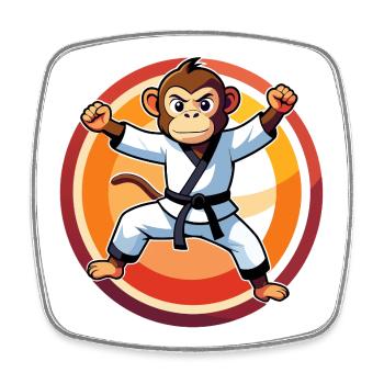 Affe im Karateanzug Karate Training Kinder Motiv - Viereckiger Kühlschrankmagnet - Weiß - Vorne