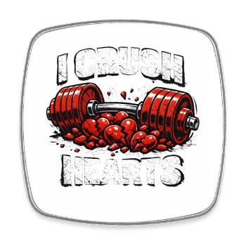 Valentines Day I Crush Hearts Dumbbell Lifting GYM - Square fridge magnet - white - Front