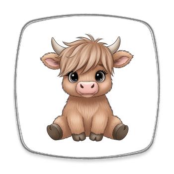 Baby cow with pony hair - Square fridge magnet - white - Front