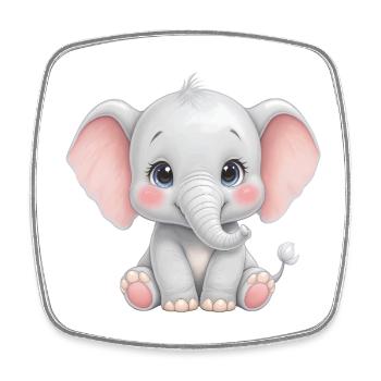 Cuddly baby elephant cartoon - Square fridge magnet - white - Front