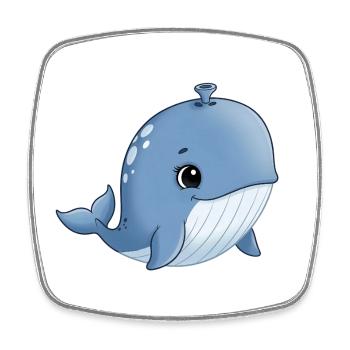 Baleine de dessins animés bleus avec le sourire - Magnet carré - blanc - Devant