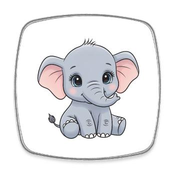 Cuddly baby elephant cartoon - Square fridge magnet - white - Front