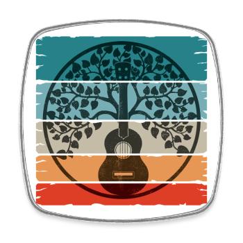 Ukulele Mandala on retro sunset - Viereckiger Kühlschrankmagnet - Weiß - Vorne