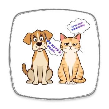 Duo Pets-Plan vs. nicht funktionierend - Viereckiger Kühlschrankmagnet - Weiß - Vorne