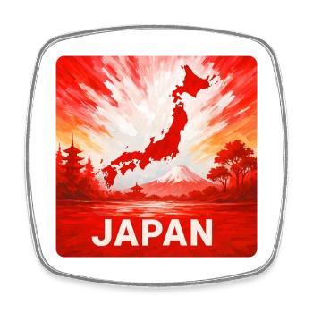 Japan Reise Design - Viereckiger Kühlschrankmagnet - Weiß - Vorne