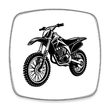 Motocross-Motorrad - Viereckiger Kühlschrankmagnet - Weiß - Vorne