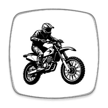 Pilote de motocross - Magnet carré - blanc - Devant